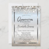 Invitation Points Confetti Argent Balloons Cadre Quinceañera (Devant)
