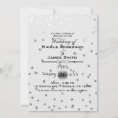 Invitation Points Confetti Argent Blanc Élégant Mariage moder (Devant)