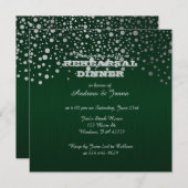 Invitation Points Confetti Argent Élégants | Vert foncé profo (Devant / Derrière)