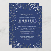 Invitation Points Confetti Argent et Marine Baby shower Vinta (Devant / Derrière)