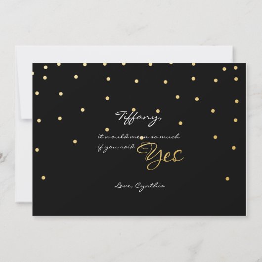 Invitation Points Confetti Black & Gold Foil BRIDESMAID (Dos)