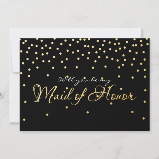 Invitation Points Confetti Black & Gold MAID OF HONOR (Devant)