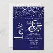 Invitation Points confetti bleu marine et argent (Devant)