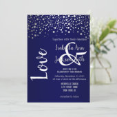 Invitation Points confetti bleu marine et argent (Debout devant)
