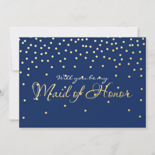 Invitation Points Confetti Blue & Gold Foil MAID OF HONOR car