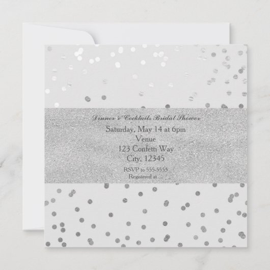 Invitation Points Confetti brillants gris clair et argenté Mo (Dos)