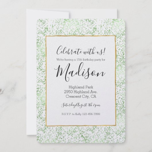 Invitation Points Confetti de menthe (Devant)