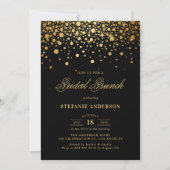 Invitation Points Confetti Gold Foil Noir Bridal Brunch (Devant)