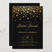 Invitation Points Confetti Gold Foil Noir Bridal Brunch (Devant / Derrière)