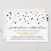 Invitation Points Confetti modernes | Blush et Gold Graduatio (Devant)