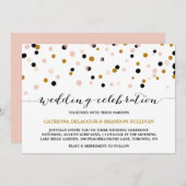 Invitation Points Confetti Noir, Noir et Noir Mariage moderne (Devant / Derrière)