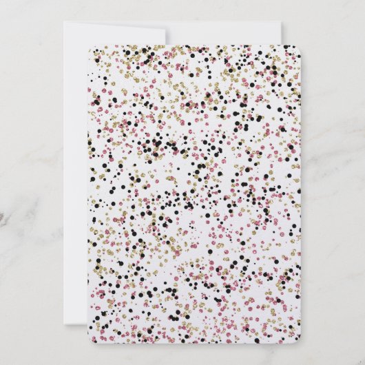 Invitation Points Confetti Noir Rose Or Glitzy Anniversaire (Dos)