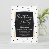 Invitation Points Confetti noirs et blancs Fête d'anniversair (Debout devant)