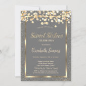 Invitation Points Confetti Or Brown Sweet 16 (Devant)