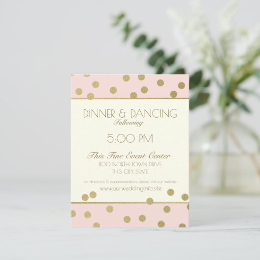 Invitation Points Confetti Or Ivoire et Réception rose (Debout devant)