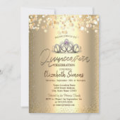 Invitation Points Confetti Or, Tiara Quinceañera (Devant)