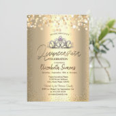 Invitation Points Confetti Or, Tiara Quinceañera (Debout devant)