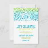 Invitation Points Confetti Réception Bat mitzvah vert Turquoi (Devant)