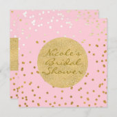 Invitation Points Confetti rose et or brillants Moderne Chic (Devant / Derrière)