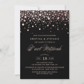 Invitation Points Confetti roses Gold Foil Black B'not Mitzva (Devant)