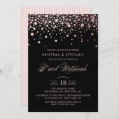 Invitation Points Confetti roses Gold Foil Black B'not Mitzva (Devant / Derrière)