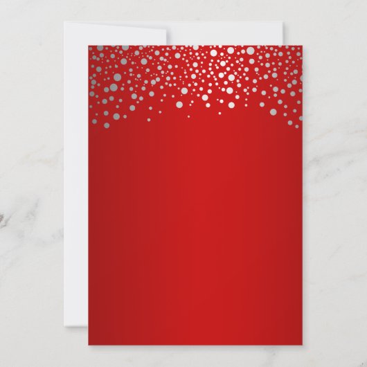 Invitation Points Confetti rouge et argent (Dos)