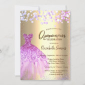 Invitation Points Confetti Violet, Robe Chic Quinceañera (Devant)