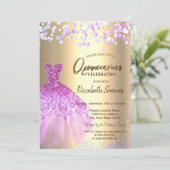 Invitation Points Confetti Violet, Robe Chic Quinceañera (Debout devant)
