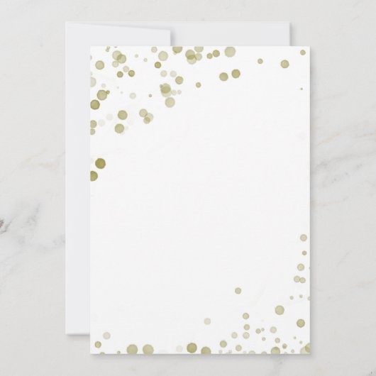 Invitation Points d'aquarelle dorés mariage moderne élégant (Dos)