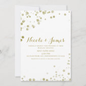 Invitation Points d'aquarelle dorés Mariage moderne épuré (Devant)