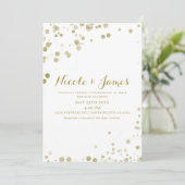 Invitation Points d'aquarelle dorés Mariage moderne épuré (Debout devant)