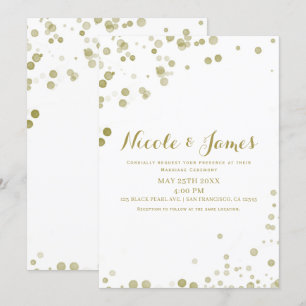 Invitation Points d'aquarelle dorés Mariage moderne épuré
