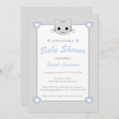 Invitation Points de Baby shower d'animaux de chats Kawaii Bl (Devant / Derrière)