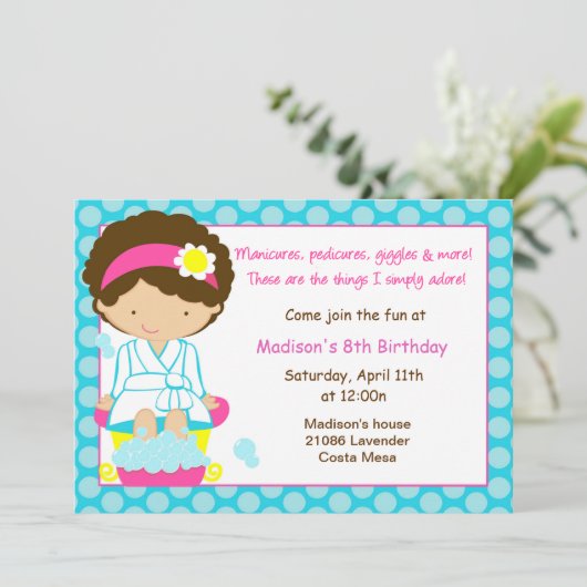 Invitation Points de bleu de partie de spa (Debout devant)