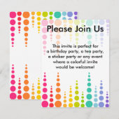 Invitation Points de bulle arc-en-ciel (Devant / Derrière)