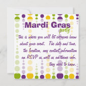Invitation Points de bulle Mardi Gras (Devant)