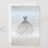 Invitation Points de confettis argentés, robe chic Quinceañer (Dos)