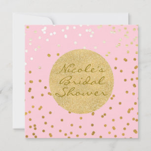 Invitation Points de confettis brillants rose et or Moderne C