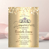 Invitation Points de confettis dorés, Couronne de Quinceañera