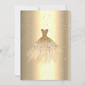 Invitation Points de confettis dorés, robe chic Quinceañera (Dos)