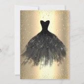 Invitation Points de confettis dorés, Robe noire pour Quincea (Dos)