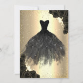 Invitation Points de confettis dorés,Roses noires de robe pou (Dos)