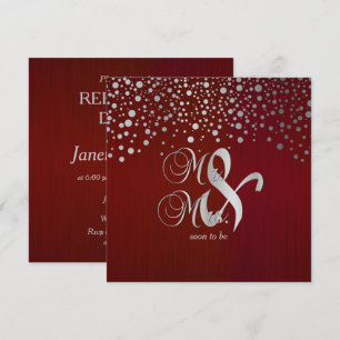 Invitation Points de confettis rouge foncé et argent - Dîner 