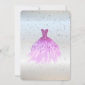 Invitation Points de Confettis Violets, Robe Quinceañera Arge (Dos)
