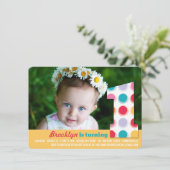 Invitation Points de couleur moderne flou 1er anniversaire Ph (Debout devant)