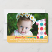 Invitation Points de couleur moderne flou 1er anniversaire Ph (Devant)