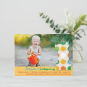 Invitation Points de couleur moderne flou 1er anniversaire Ph (Debout devant)