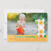 Invitation Points de couleur moderne flou 1er anniversaire Ph (Devant)