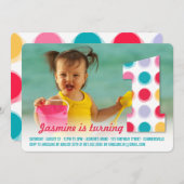 Invitation Points de couleur moderne flou 1er anniversaire Ph (Devant / Derrière)