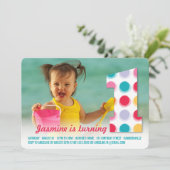 Invitation Points de couleur moderne flou 1er anniversaire Ph (Debout devant)